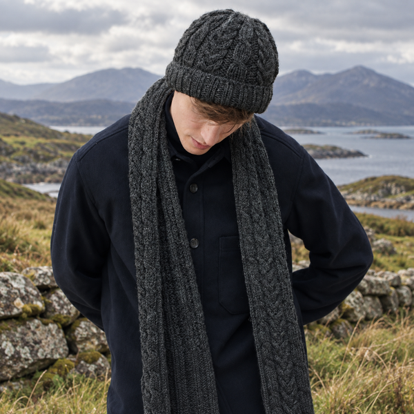 Charcoal Aran Cable Hat