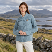 Céide Ladies Blue Aran Cardigan