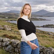 Corrib Crossover Black Aran Wrap
