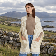 Shannon Throwover Natural Aran Wrap with Pocket