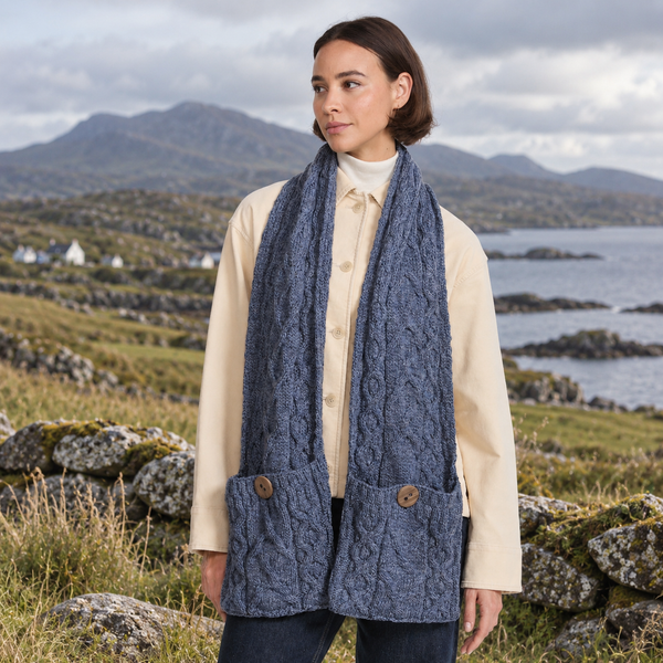 Moy Denim Aran Pocket Scarf