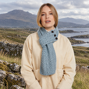 Ballina Aran Buttoned Blue Loop Scarf