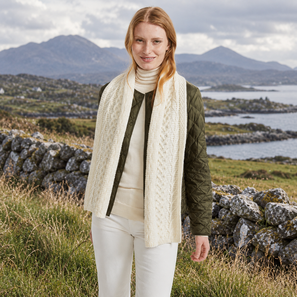 Kilconnell Plaited Aran Natural Scarf