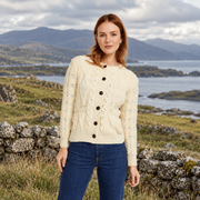 Inagh Ladies Aran Natural Cardigan