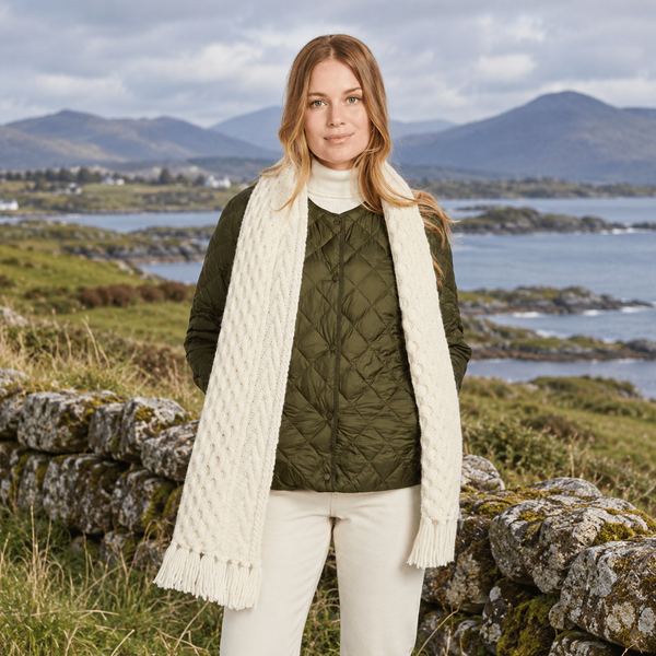 Aran Honeycomb Pattern Scarf