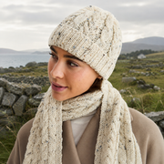 Flecked Cream Worsted Aran Hat