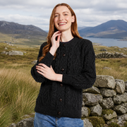 Ladies Charcoal Heritage Aran Lumber Cardigan