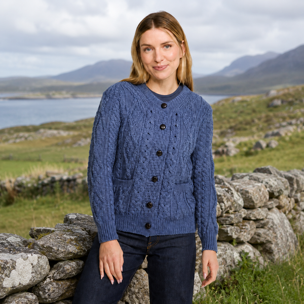 Ladies Denim Heritage Aran Lumber Cardigan