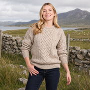 Inishbofin Ladies Traditional Aran Flecked Cream Sweater