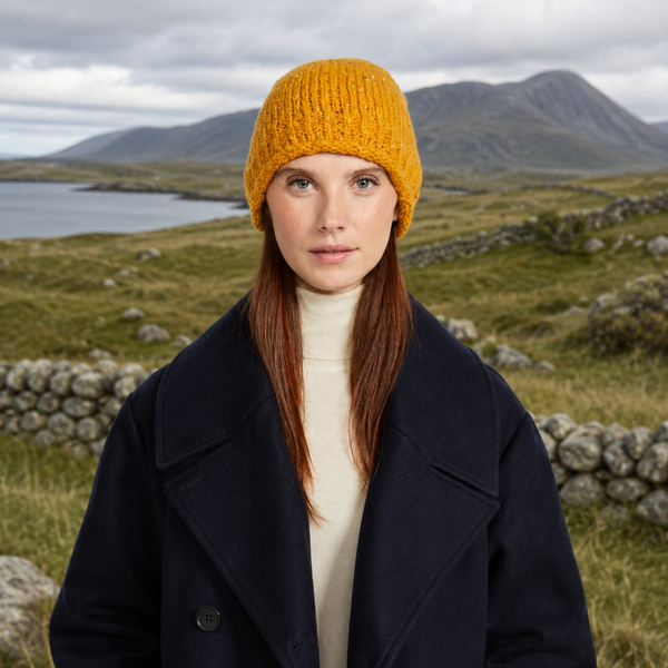 Hazelwood Roll Hem Yellow Beanie