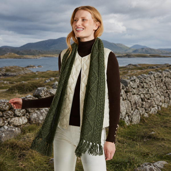 Kinard Green Aran Scarf