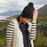 Cong Aran Merino Charcoal Hat with Pom Pom