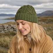 Mulranny Green Aran Diamond Stitch Hat