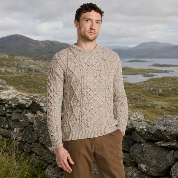 Moher Traditional Flecked Oat Aran Sweater