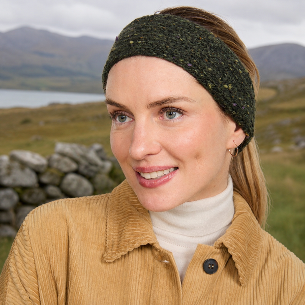 Cuddly Cute Forest Green Nepped Aran Headband