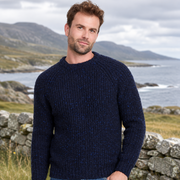 Killykeen Mens Fisherman Ribbed Navy Crew Sweater