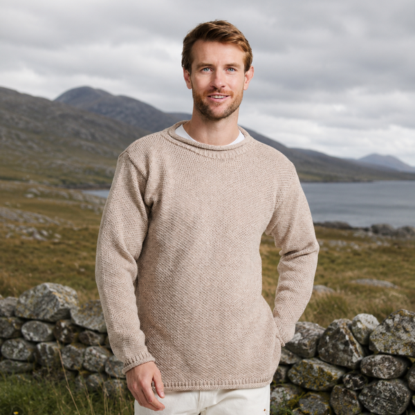 Moycullen Mens Oat Roll Neck Sweater