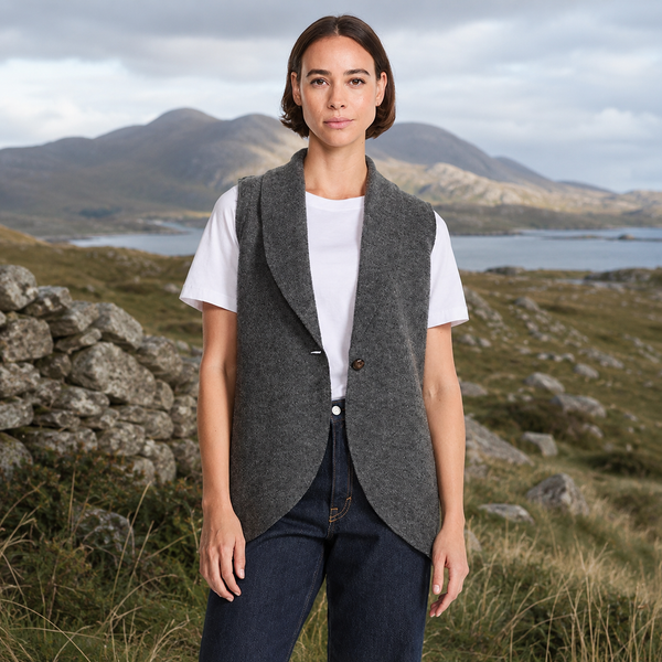 Grey Boiled Wool Vest