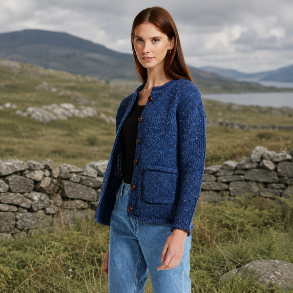 Avondale Ladies Tweed Navy Cardigan