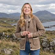Glenariff Ladies Raglan Donegal Tweed Oat Cardigan