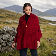 Knocknarea Ladies Wrap Merino Red Cardigan
