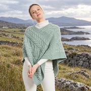 Glencar Ladies Classic Aran Mint Poncho