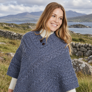 Easkey Ladies Classic Aran Button Denim Poncho