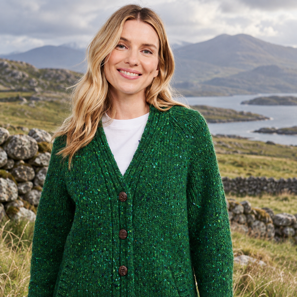 Bonny Glen Ladies Tweed Green Cardigan