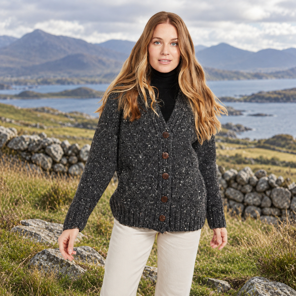 Bonny Glen Ladies Tweed Charcoal Cardigan