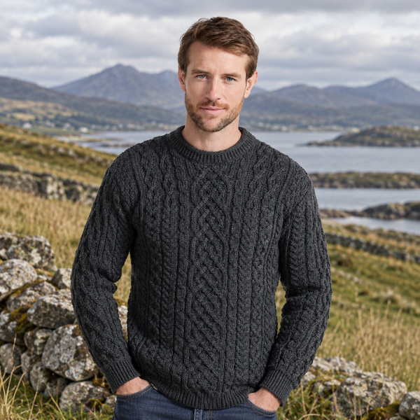 Inishturk Mens Aran Charcoal Sweater