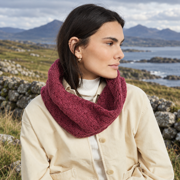 Newport Aran Raspberry Cable Snood
