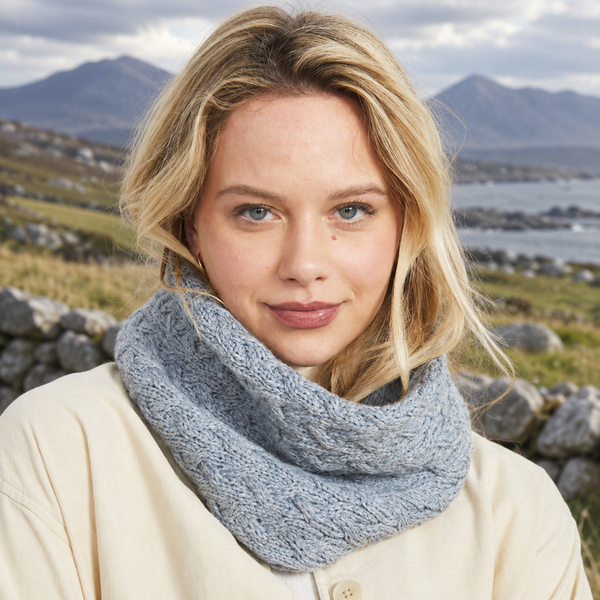 Newport Aran Light Blue Cable Snood
