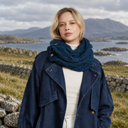 Kilmaine Aran Navy Snood Scarf with Buttons