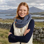 Kilmaine Aran Denim Snood Scarf with Buttons