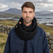 Kilmaine Aran Black Snood Scarf with Buttons