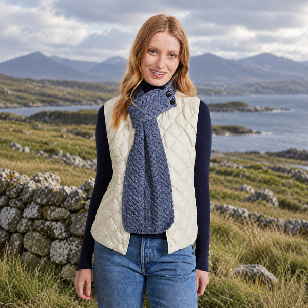 Ballina Aran Buttoned Denim Loop Scarf