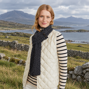 Ballina Aran Buttoned Charcoal Loop Scarf