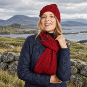 Ballina Aran Buttoned Red Loop Scarf