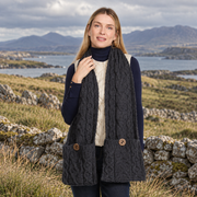 Moy Grey Aran Pocket Scarf