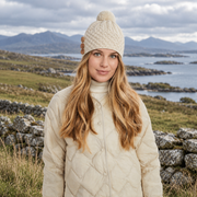 Shrule Aran Natural Hat with Pom Pom