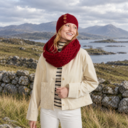 Shrule Aran Red Hat with Pom Pom