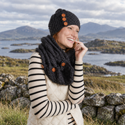Shrule Aran Charcoal Hat with Pom Pom