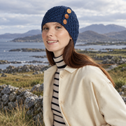 Shrule Aran Navy Hat with Pom Pom