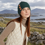 Shrule Aran Forest Green Hat with Pom Pom