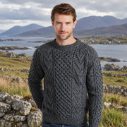Kilronan Aran Mens Charcoal Honeycomb Sweater