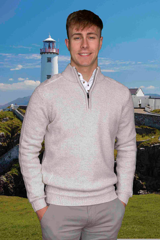 Clifden Zip Knit Aran Sweater