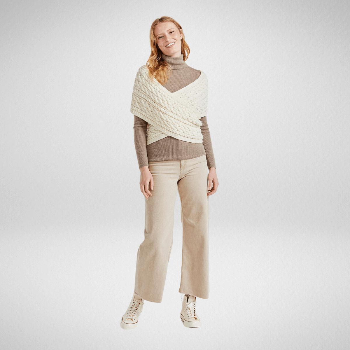 Corrib Crossover Natural Aran Wrap