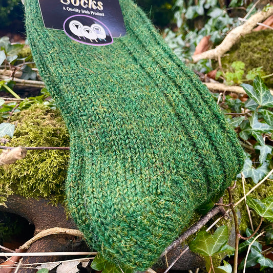 Connemara Socks- Green Tweed Wool