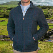 Donegal Wool Tweed Walking Jacket - Blue Overcheck
