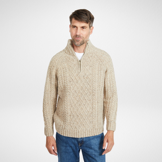 Drummin Aran Mens Zip Troyer